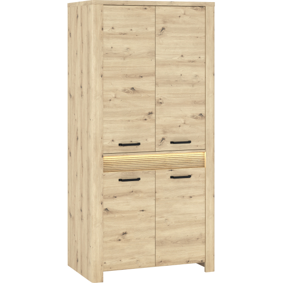 Szafa czterodrzwiowa + LED dąb artisan MORIS Podstawowe