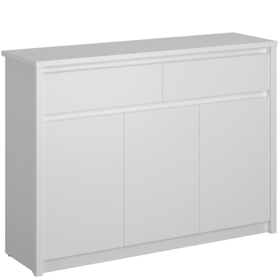 Komoda trzydrzwiowa z 2 szufladami biały mat ERDEN Podstawowe