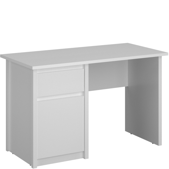 Biurko młodzieżowe jednodrzwiowe z szufladą 120 cm biały mat ERDEN Podstawowe