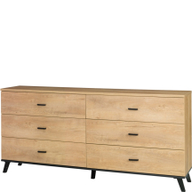 Komoda z szufladami Dąb Lefkas / Czarny JOHN II Podstawowe