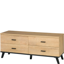 Szafka RTV pod telewizor 121 cm Dąb Lefkas / Czarny JOHN II Podstawowe