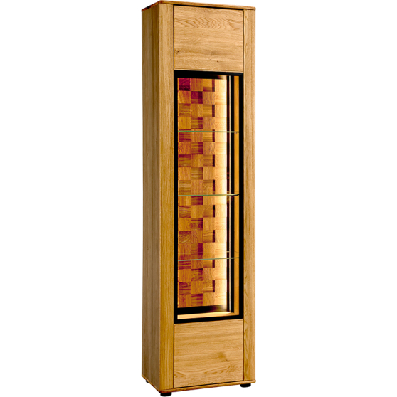 Witryna dębowa 1-drzwiowa z oświetleniem Typ 10 LUNA Podstawowe