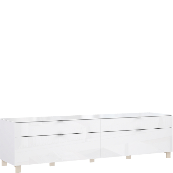 Szafka RTV 220 cm ENJT221-C605 Biały / szkło Optiwhite POOLE Podstawowe