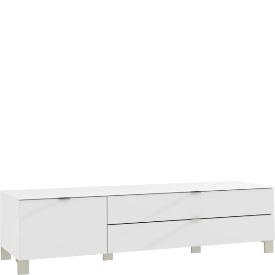 Szafka RTV 165 cm ENJT121-C605 Biały / szkło Optiwhite POOLE Podstawowe