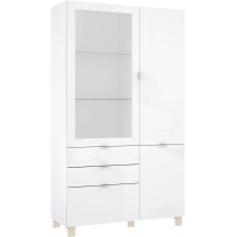 Witryna 110 cm z szufladami ENJV721-C605 Biały / szkło Optiwhite POOLE Podstawowe