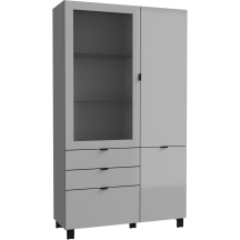 Witryna 110 cm z szufladami ENJV721-M534 Szary /Jasnoszare szkło POOLE Podstawowe