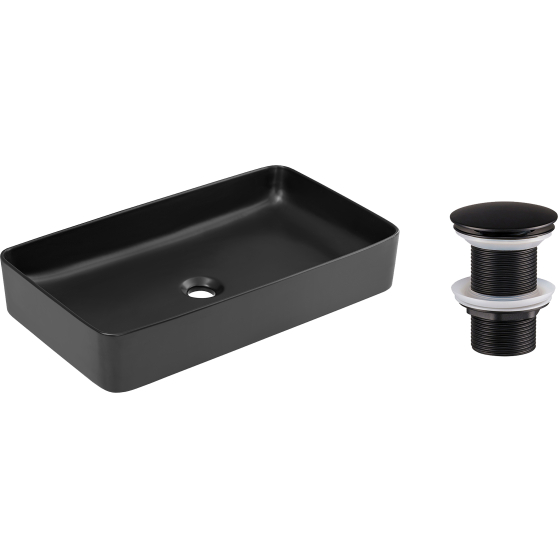 Umywalka ceramiczna SLIM BLACK 60 z korkiem Podstawowe