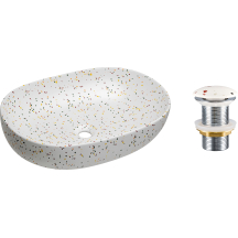 Umywalka ceramiczna LILI Matowe Lastryko zestaw z korkiem Podstawowe
