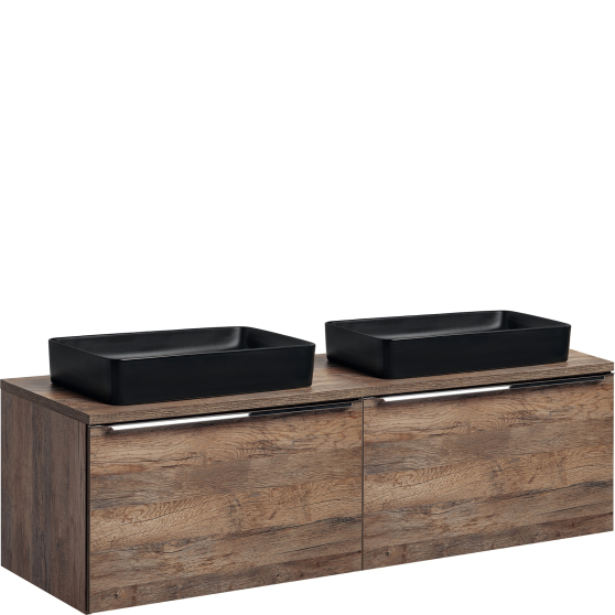 Szafka łazienkowa wisząca z dwoma umywalkami 160 cm SANTA FE OAK Podstawowe