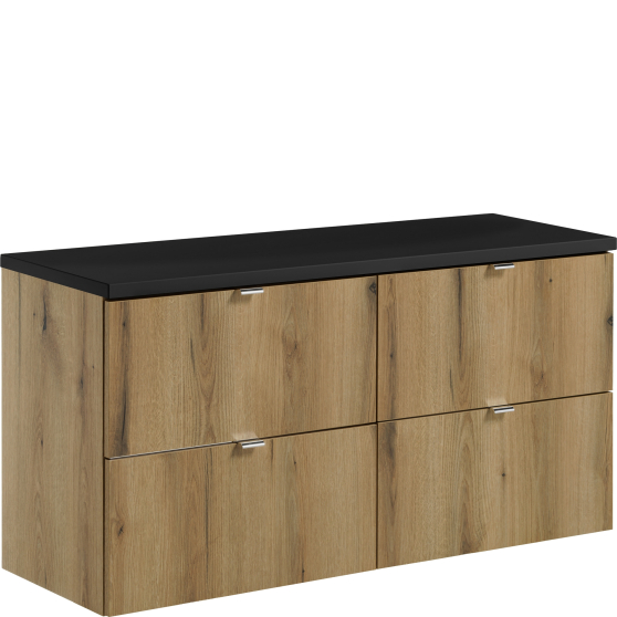 Zestaw szafek łazienkowych z czarnym blatem 120 cm NOVA OAK Podstawowe