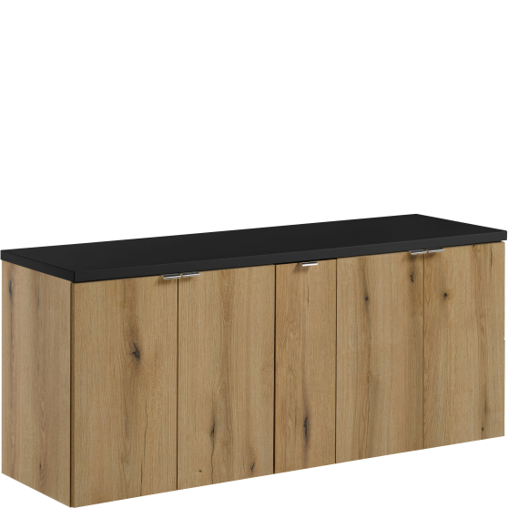 Zestaw szafek łazienkowych z czarnym blatem 140 cm NOVA OAK Podstawowe