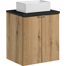Szafka łazienkowa wisząca z umywalką 50 cm blat czarny NOVA OAK Podstawowe