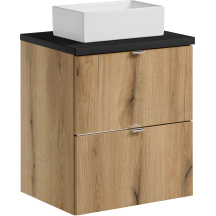 Szafka łazienkowa wisząca z umywalką 50 cm blat czarny NOVA OAK Podstawowe