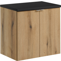 Szafka łazienkowa wisząca z czarnym blatem 60 cm NOVA OAK Podstawowe