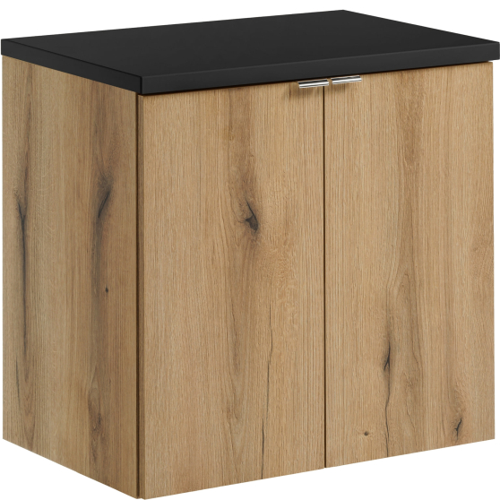 Szafka łazienkowa wisząca z czarnym blatem 60 cm NOVA OAK Podstawowe