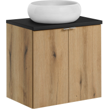 Szafka łazienkowa wisząca z umywalką 60 cm blat czarny NOVA OAK Podstawowe