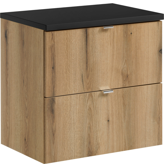 Szafka łazienkowa wisząca z czarnym blatem 60 cm NOVA OAK Podstawowe