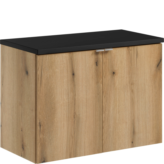 Szafka łazienkowa wisząca z czarnym blatem 80 cm NOVA OAK Podstawowe
