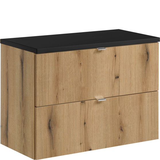 Szafka łazienkowa wisząca z czarnym blatem 80 cm NOVA OAK Podstawowe