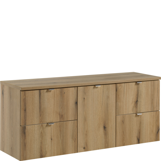 Zestaw szafek łazienkowych z koszem na pranie 140 cm NOVA OAK Podstawowe