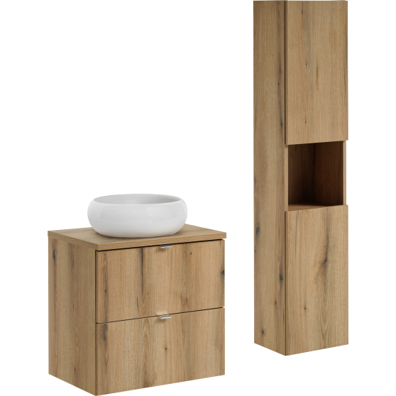 Nowoczesne meble łazienkowe zestaw z umywalką 60 cm NOVA OAK Podstawowe