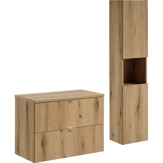 Zestaw mebli do łazienki 80 cm słupek i szafka z szufladami NOVA OAK Podstawowe