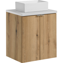 Szafka łazienkowa wisząca z umywalką 50 cm blat biały NOVA OAK Podstawowe