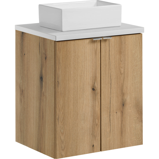 Szafka łazienkowa wisząca z umywalką 50 cm blat biały NOVA OAK Podstawowe