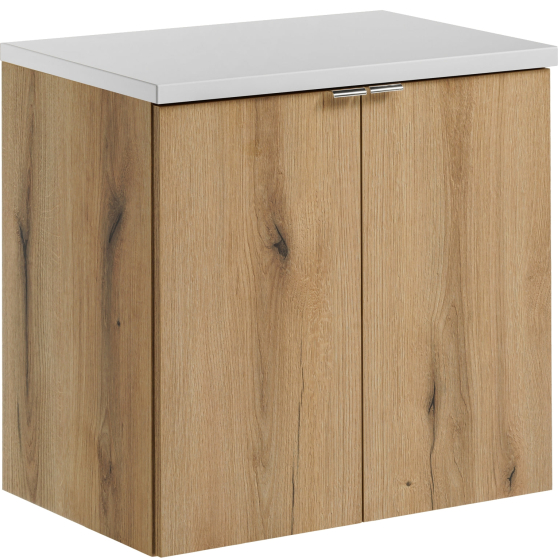 Szafka łazienkowa wisząca z białym blatem 60 cm NOVA OAK Podstawowe