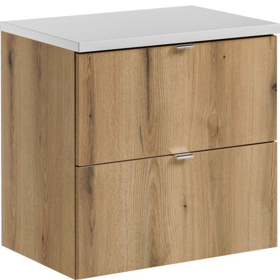 Szafka łazienkowa wisząca z białym blatem 60 cm NOVA OAK Podstawowe