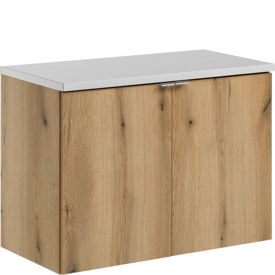 Szafka łazienkowa wisząca z białym blatem 80 cm NOVA OAK Podstawowe