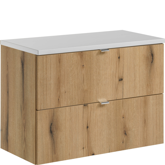 Szafka łazienkowa wisząca z białym blatem 80 cm NOVA OAK Podstawowe