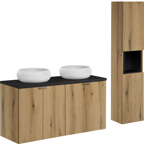 Zestaw mebli łazienkowych 120 cm z umywalką Wiki NOVA OAK Podstawowe