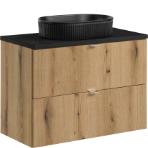 Zestaw szafek łazienkowych 80 cm z blatem i umywalką blat czarny NOVA OAK Podstawowe