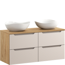 Szafka łazienkowa z szufladami 120 cm + dwie umywalki nablatowe LUXOR BEIGE Podstawowe