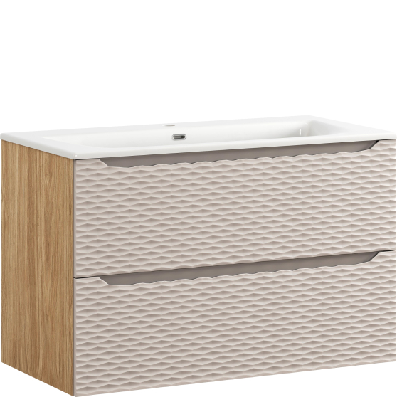 Szafka łazienkowa wisząca z szufladami 90 cm + umywalka OCEAN BEIGE Podstawowe