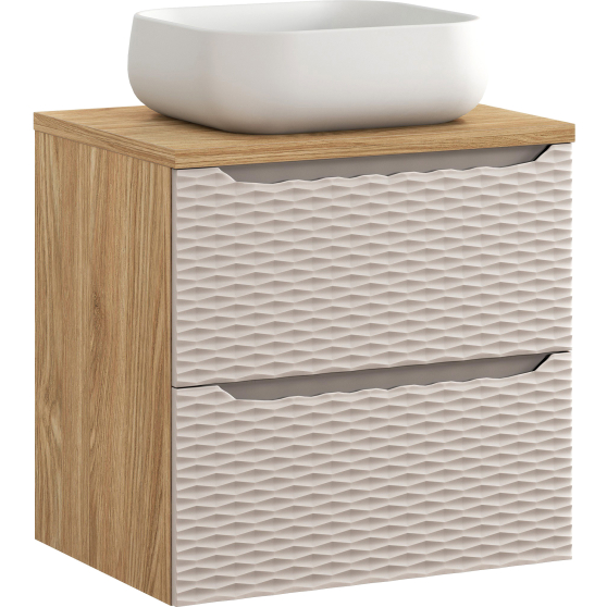 Szafka łazienkowa wisząca z szufladami 60 cm + umywalka nablatowa OCEAN BEIGE Podstawowe