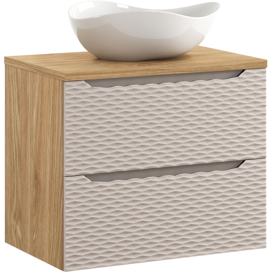 Szafka łazienkowa wisząca z szufladami 70 cm + umywalka nablatowa OCEAN BEIGE Podstawowe