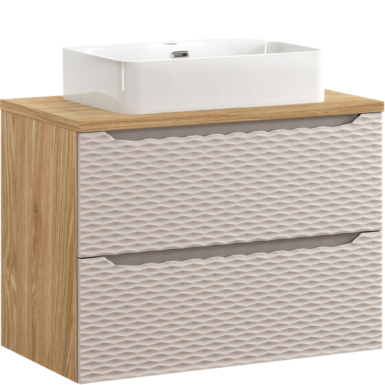 Szafka łazienkowa wisząca z szufladami 80 cm + umywalka nablatowa OCEAN BEIGE Podstawowe