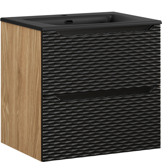 Szafka łazienkowa wisząca z szufladami 60 cm + umywalka OCEAN BLACK Podstawowe