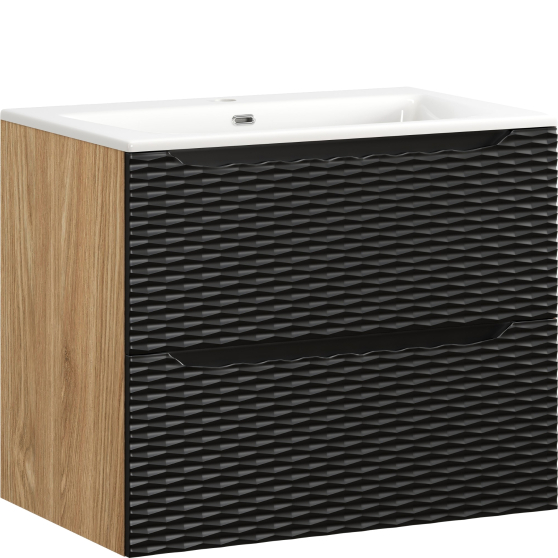 Szafka łazienkowa wisząca z szufladami 70 cm + umywalka OCEAN BLACK Podstawowe