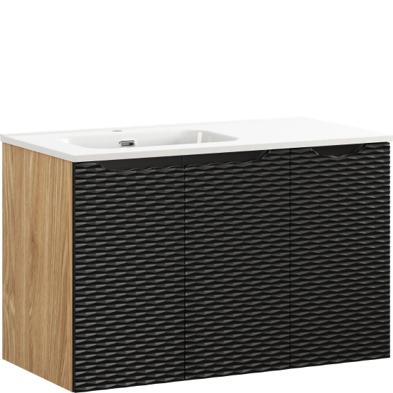 Szafka do łazienki 3-drzwiowa z umywalką 90 cm OCEAN BLACK Podstawowe