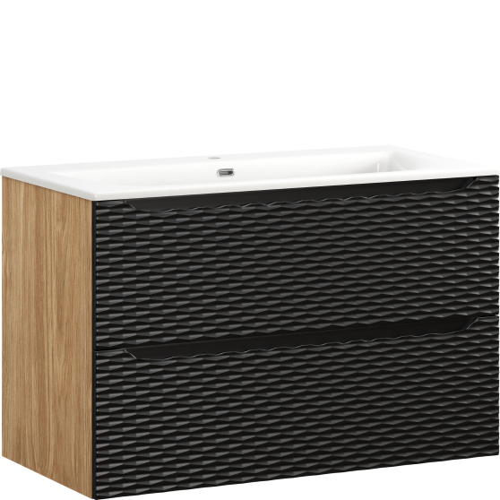 Szafka łazienkowa wisząca z szufladami 90 cm + umywalka OCEAN BLACK Podstawowe