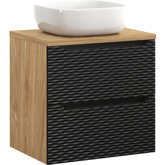 Szafka łazienkowa czarna z szufladami 60 cm + umywalka nablatowa OCEAN BLACK Podstawowe