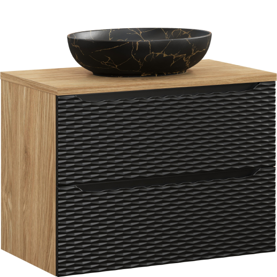 Szafka łazienkowa czarna z szufladami 80 cm + umywalka nablatowa OCEAN BLACK Podstawowe