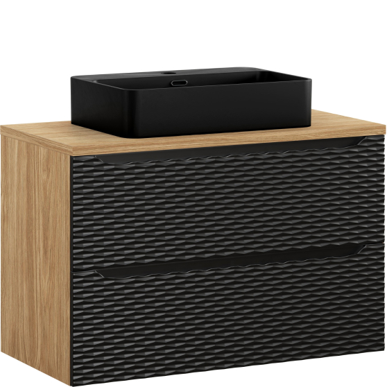 Szafka łazienkowa wisząca czarna 90 cm + umywalka nablatowa OCEAN BLACK Podstawowe