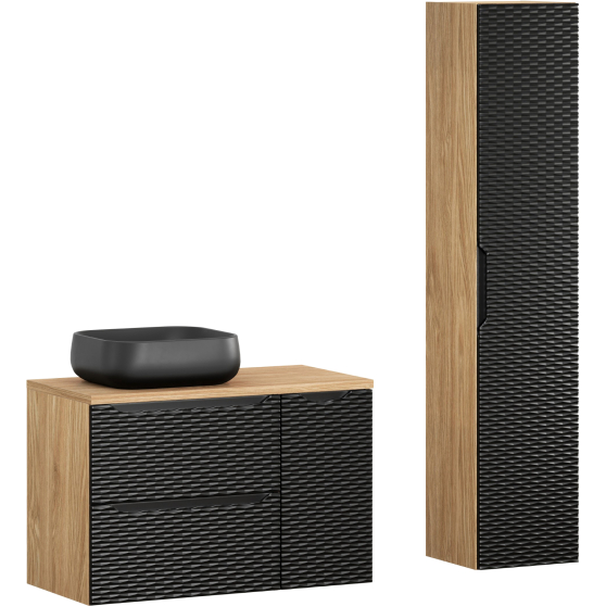 Czarny zestaw mebli do łazienki z szafką pod umywalkę 90 cm OCEAN BLACK Podstawowe