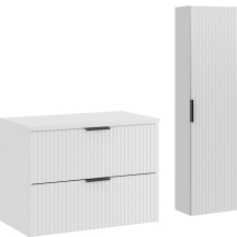 Zestaw mebli do łazienki 80 cm słupek i szafka z blatem białym ADEL WHITE Podstawowe