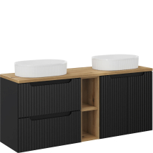 Zestaw szafek wiszących z dwoma umywalkami 140 cm NOVA BLACK Podstawowe