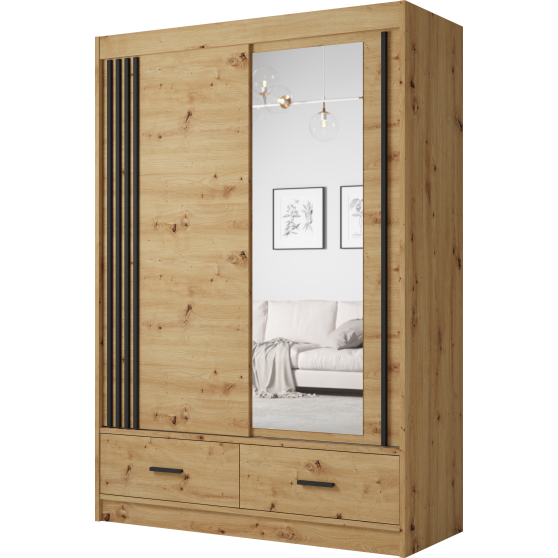 Szafa przesuwna dwudrzwiowa 150 cm z lustrem CANADA CA-4-150 Artisan uchwyty Czarne CANADA Podstawowe
